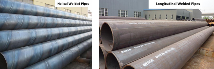 helical welded pipes and longitudinal welded pipes